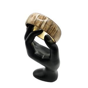 Vintage Bone Inlay Brass Bangle, India